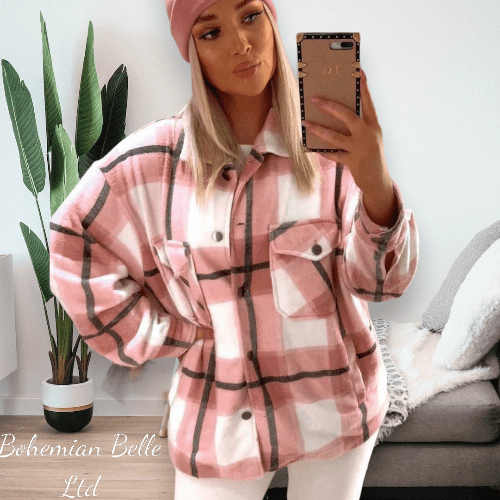 Checked Button Up Shacket